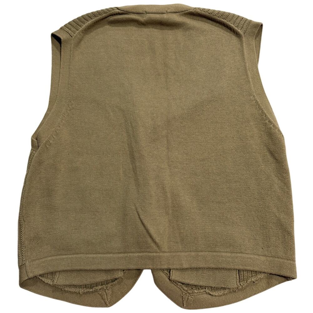 VTG Talbots Sweater Vest Button 100% Cotton Academia Womens Size Large Tan Olive - Picture 6 of 6